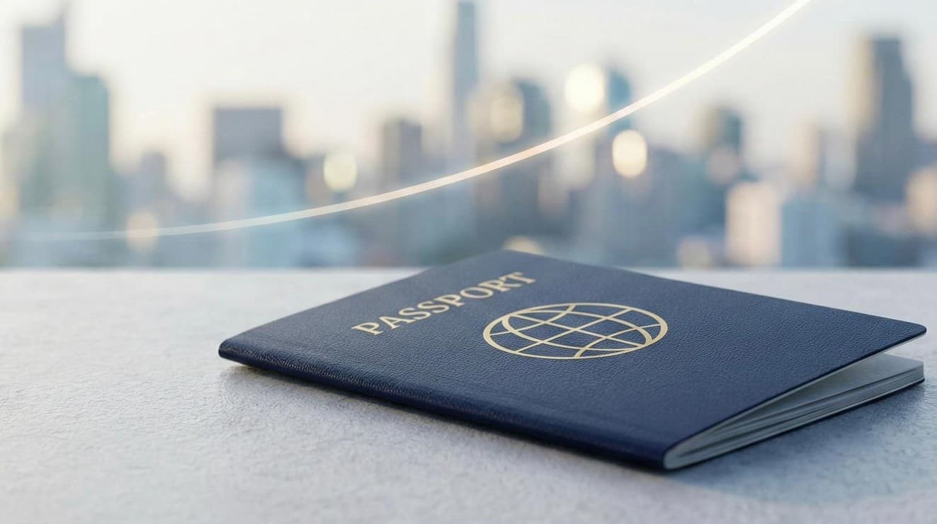 Passport on desk